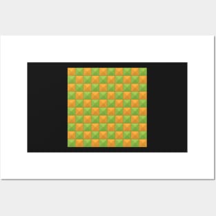 Yellow and Green Checkered Squares Posters and Art